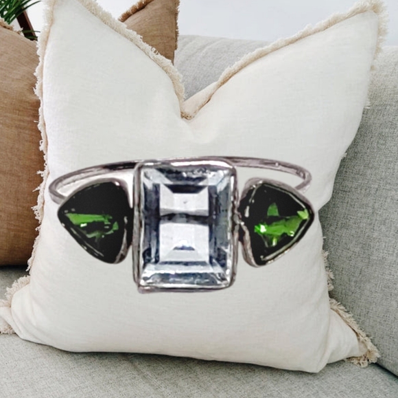 Jewelry - 14K White Gold Ring with 2.55 CTW Aquamarine and Diopside Gemstones